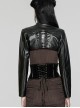 Personalized Skeleton Shape Black Velvet Patent Leather Fabric Studs On Both Sides Gothic Style Zipper Corset