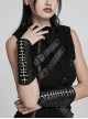 Personalized Skeleton Shape With Black Shiny Patent Leather Stretch Knitted Fabric Gothic Style Drawstring Adjustable Gloves