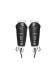 Personalized Skeleton Shape With Black Shiny Patent Leather Stretch Knitted Fabric Gothic Style Drawstring Adjustable Gloves