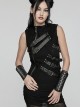 Personalized Skeleton Shape With Black Shiny Patent Leather Stretch Knitted Fabric Gothic Style Drawstring Adjustable Gloves