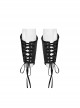 Personalized Skeleton Shape With Black Shiny Patent Leather Stretch Knitted Fabric Gothic Style Drawstring Adjustable Gloves