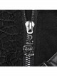 Black Stretch Denim Mesh Irregular Hollow Holes In The Front Center And Japanese Button Design Punk Style Sleeveless Coat
