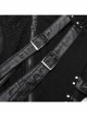 Black Stretch Denim Mesh Irregular Hollow Holes In The Front Center And Japanese Button Design Punk Style Sleeveless Coat
