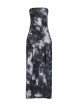 Ink Jiangnan Black And Gray Knitted Tie Dye With Medium Length Slit Hem Gothic Style Slim Tube Top Long Dress