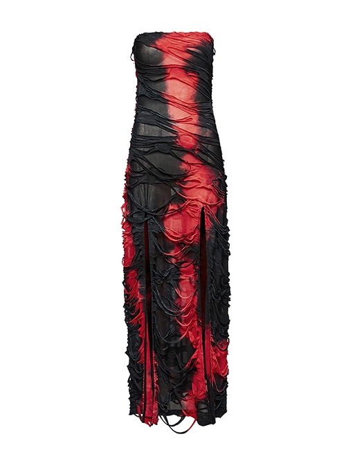 red and black tie dye dress Plus Size Dress, Tie Dye Dress, Plus Size Clothing, Black Lace Sleeve, Plus Size Fashion, Red with Black, S M XL 2X 3X