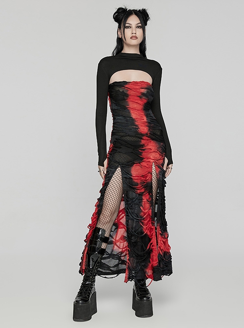 black and red tie dye dress Widow Tie Dye Handkerchief Mini Dress