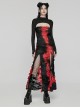 Ink Jiangnan Black And Red Knitted Tie Dye With Medium Length Slit Hem Gothic Style Slim Tube Top Long Dress