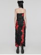 Ink Jiangnan Black And Red Knitted Tie Dye With Medium Length Slit Hem Gothic Style Slim Tube Top Long Dress