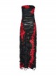 Ink Jiangnan Black And Red Knitted Tie Dye With Medium Length Slit Hem Gothic Style Slim Tube Top Long Dress