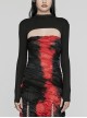 Black Soft Stretch Knitted Short Body Design Punk Style Simple Long Sleeve T-Shirt