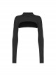 Black Soft Stretch Knitted Short Body Design Punk Style Simple Long Sleeve T-Shirt