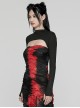Black Soft Stretch Knitted Short Body Design Punk Style Simple Long Sleeve T-Shirt