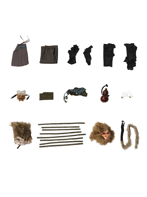 Black Myth Wukong Wukong Fur Waistband Halloween Cosplay Costume Full Set