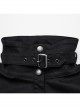 Black Retro Twill Stitching And Rubberized Leather Front Loose Stand Collar With Distressed Rivets Embellished Punk Style Long Sleeved Jacket