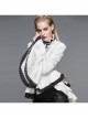 Jacquard Black Horn Cuff Lace Frilly Hem Back Lace-Up Pattern Buckle Gothic White Blouse