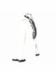 Jacquard Black Horn Cuff Lace Frilly Hem Back Lace-Up Pattern Buckle Gothic White Blouse
