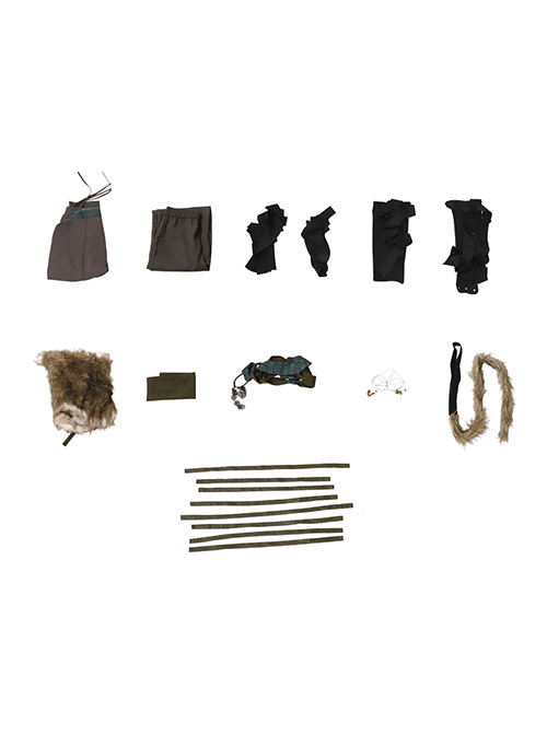 Black Myth Wukong Wukong Fur Waistband Halloween Cosplay Costume Set Without Gourd Without Masks