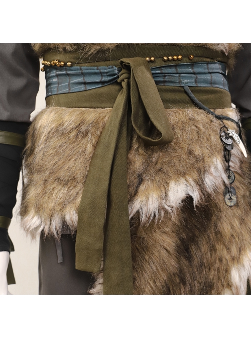 Black Myth Wukong Wukong Fur Waistband Halloween Cosplay Costume Set Without Gourd Without Masks