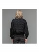 Lace-Up Collar 3D Braid Snap Button Oblique Placket Skull Printing Black Gothic Shirt
