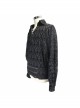 Lace-Up Collar 3D Braid Snap Button Oblique Placket Skull Printing Black Gothic Shirt