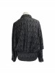 Lace-Up Collar 3D Braid Snap Button Oblique Placket Skull Printing Black Gothic Shirt
