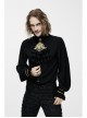 Gold Embroidered Bow Tie Chest Frilly Lace Cuff Black Gothic Chiffon Shirt