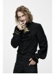 Gold Embroidered Bow Tie Chest Frilly Lace Cuff Black Gothic Chiffon Shirt