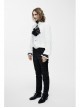 Black Embroidered Bow Tie Chest Frilly Lace Cuff White Gothic Chiffon Shirt