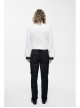Black Embroidered Bow Tie Chest Frilly Lace Cuff White Gothic Chiffon Shirt