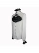 Black Embroidered Bow Tie Chest Frilly Lace Cuff White Gothic Chiffon Shirt