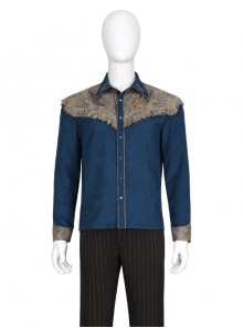 TV Drama Fallout The Ghoul Cooper Howard Halloween Cosplay Costume Blue Shirt