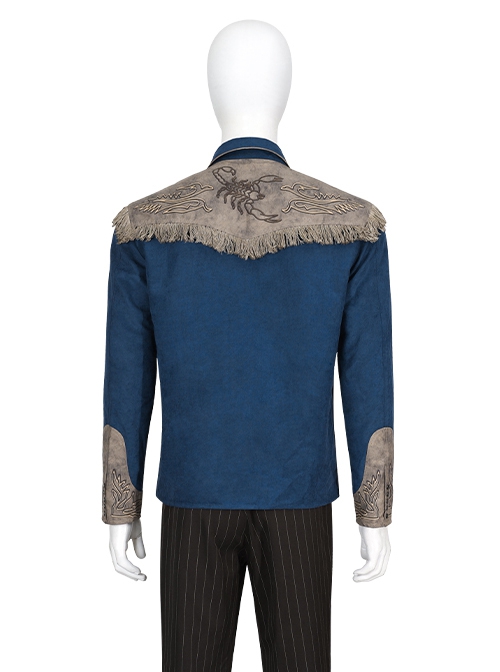 TV Drama Fallout The Ghoul Cooper Howard Halloween Cosplay Costume Blue Shirt