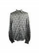 Silver Jacquard Black Pattern Frilly Collar Long Sleeves Gothic Shirt
