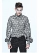 Silver Jacquard Black Pattern Frilly Collar Long Sleeves Gothic Shirt