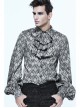 Silver Jacquard Black Pattern Frilly Collar Long Sleeves Gothic Shirt