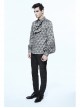 Silver Jacquard Black Pattern Frilly Collar Long Sleeves Gothic Shirt