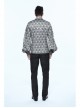 Silver Jacquard Black Pattern Frilly Collar Long Sleeves Gothic Shirt
