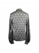 Silver Jacquard Black Pattern Frilly Collar Long Sleeves Gothic Shirt
