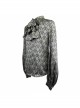 Silver Jacquard Black Pattern Frilly Collar Long Sleeves Gothic Shirt