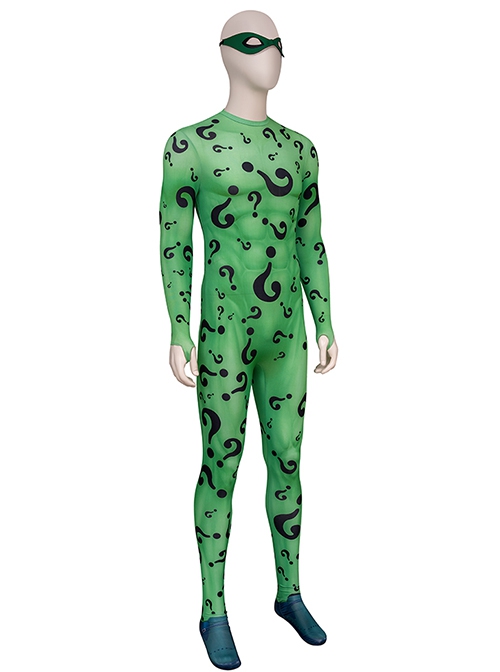 Movie Batman Forever Riddler Bodysuit Halloween Cosplay Costume Set