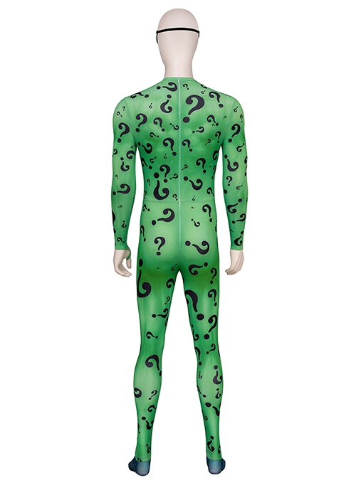 Movie Batman Forever Riddler Bodysuit Halloween Cosplay Costume Set