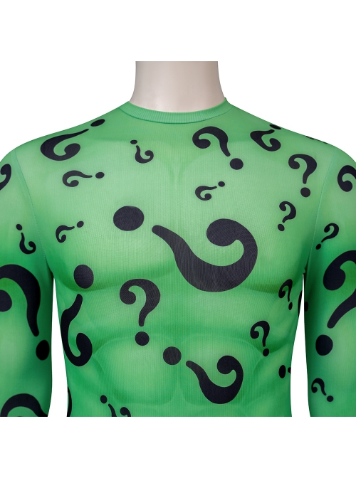 Movie Batman Forever Riddler Bodysuit Halloween Cosplay Costume Set