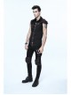 Black Twill Brown One-Shoulder Armor Heat Seal Hasp Punk Sleeveless Shirt