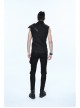 Black Twill Brown One-Shoulder Armor Heat Seal Hasp Punk Sleeveless Shirt