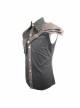 Black Twill Brown One-Shoulder Armor Heat Seal Hasp Punk Sleeveless Shirt