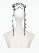 Black Personalized Alloy Glass Rhinestones With Skull Pattern Side Chain Design Punk Style Gorgeous Crown Headdress