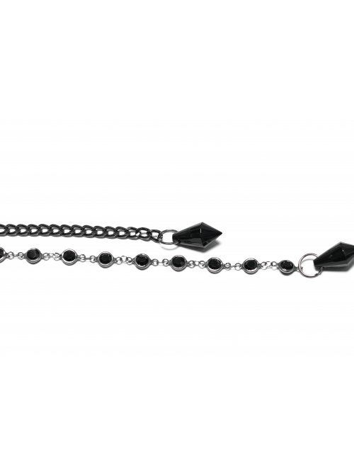 Black Personalized Alloy Glass Rhinestones With Skull Pattern Side Chain Design Punk Style Gorgeous Crown Headdress