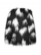 Soft Black And White Plush Loose Thick And Warm With Leopard Print Lining Punk Style Long Sleeved Coat