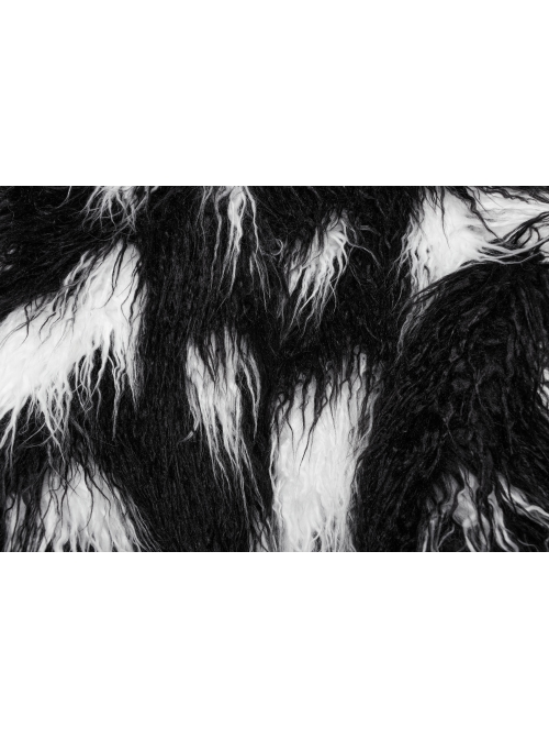Soft Black And White Plush Loose Thick And Warm With Leopard Print Lining Punk Style Long Sleeved Coat