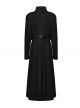 Black Stretch Denim Fabric Exquisite Carvings On The Shoulders And Hand Sewn Buttons Cross Chain Decoration In The Front Punk Style Long Coat